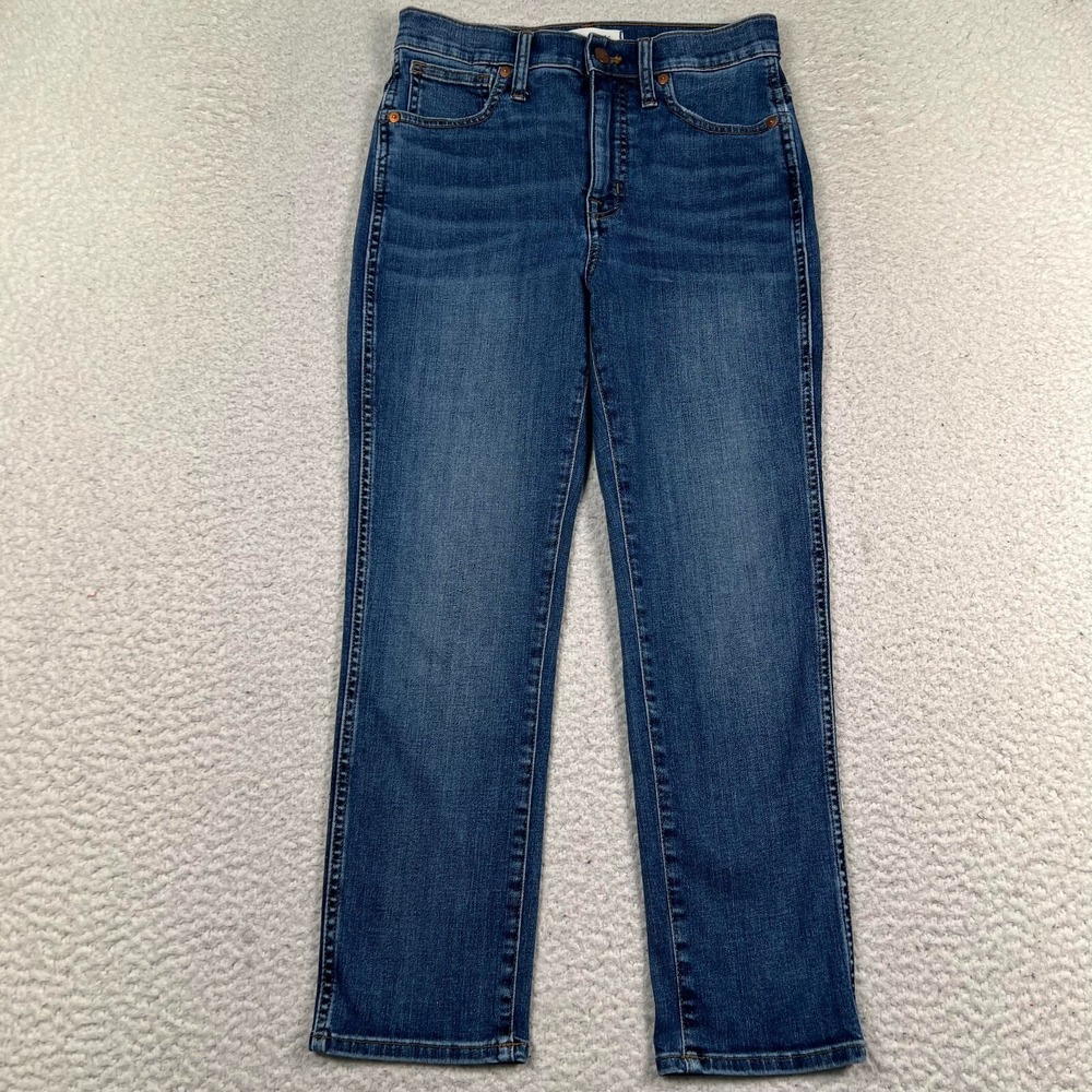 Madewell Stovepipe Jeans Womens 25 Curvy Cropped Mid Rise Stretch Denim‎ Blue
